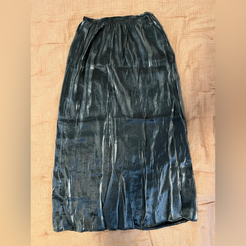 90s Vintage AB Studio Byer Too Silver Metallic Maxi Skirt